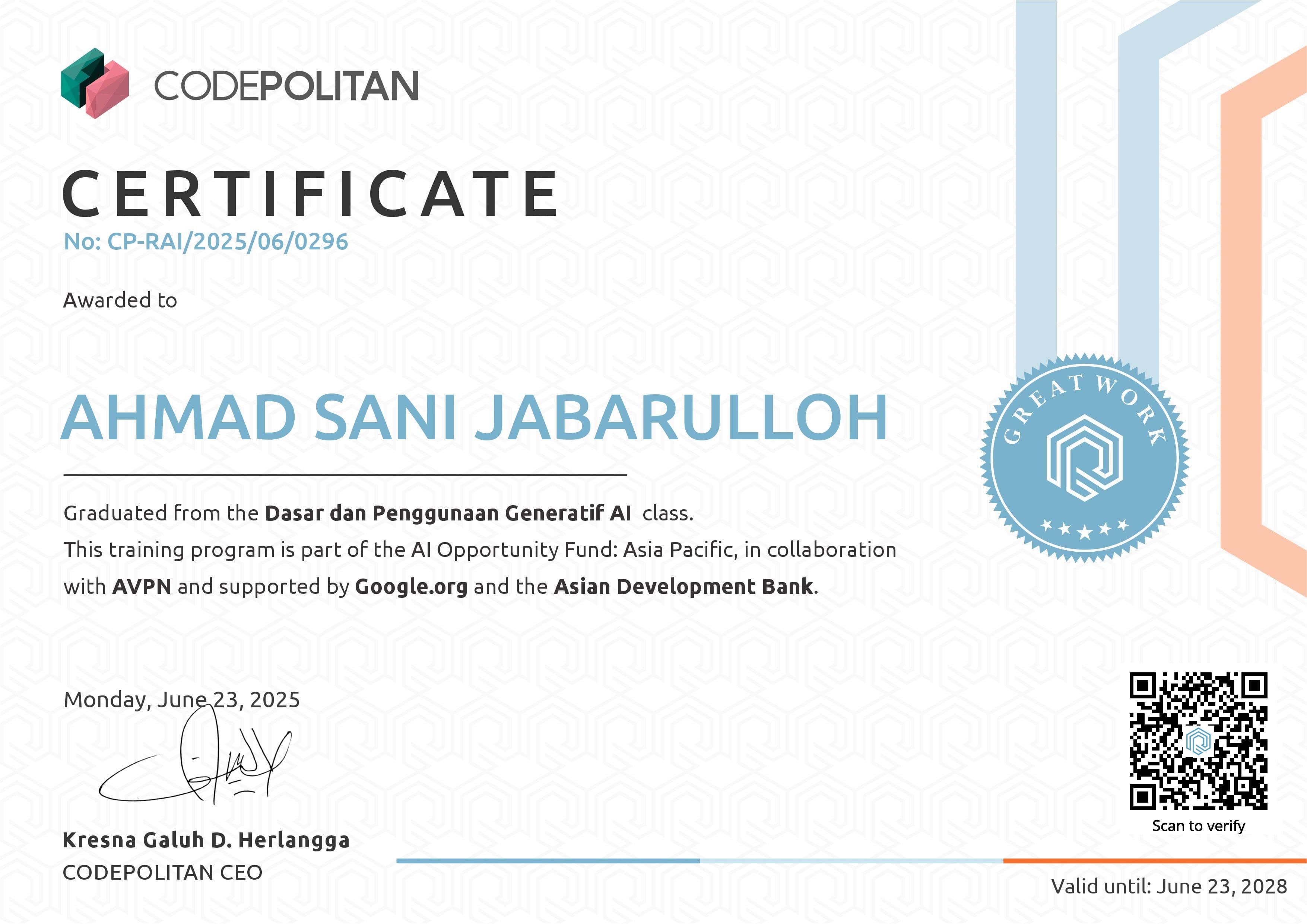 Certificates