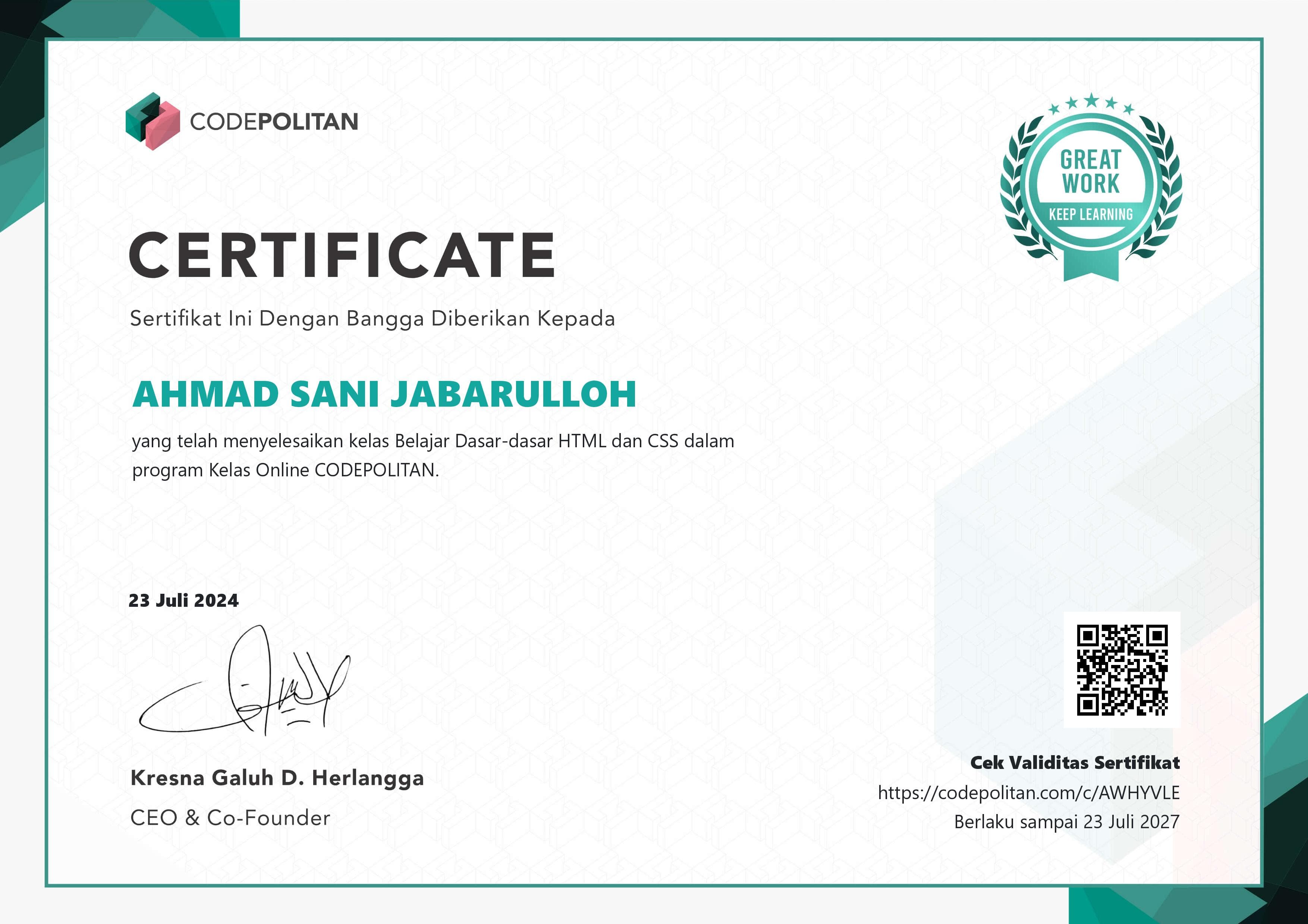 Certificates