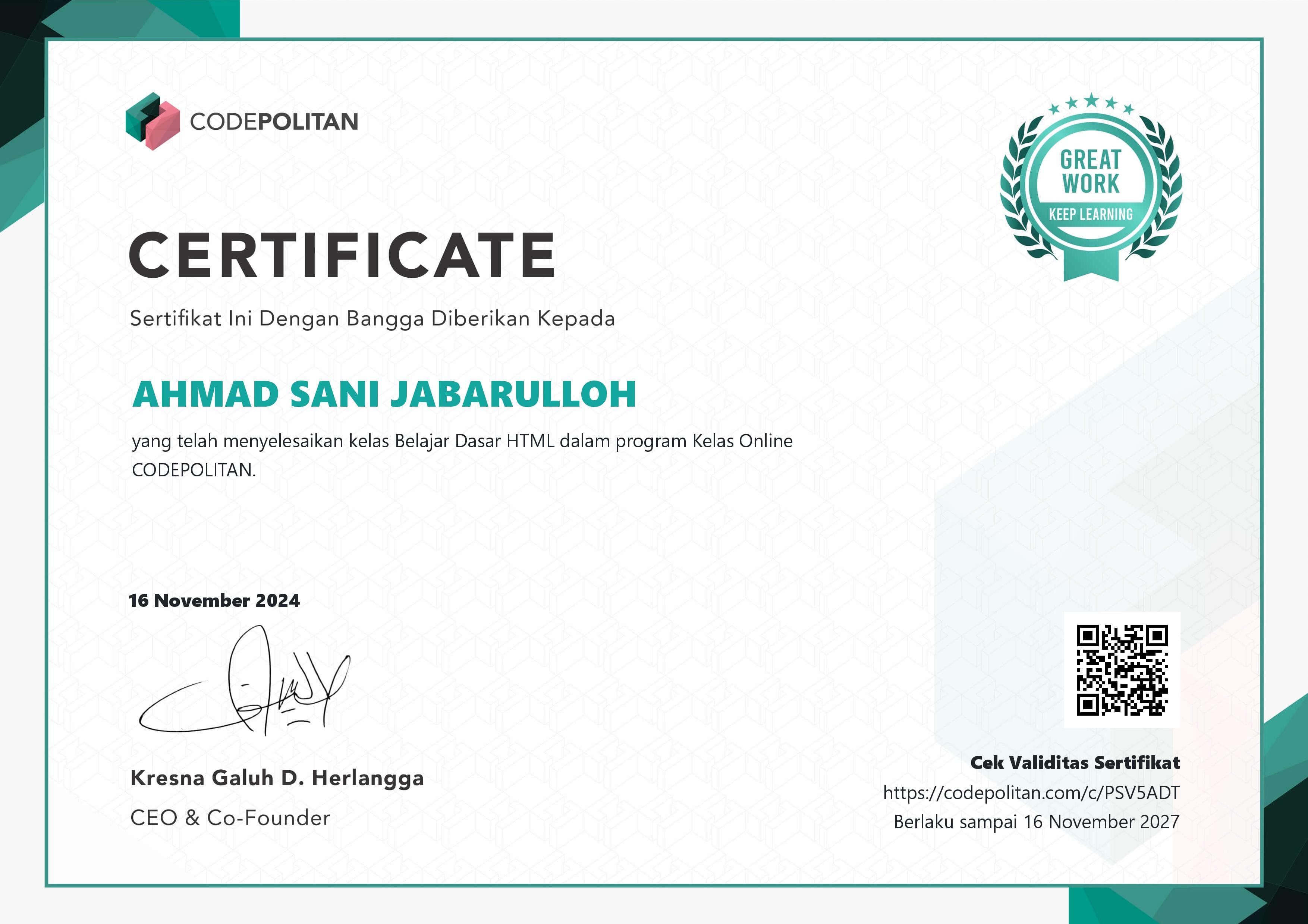 Certificates