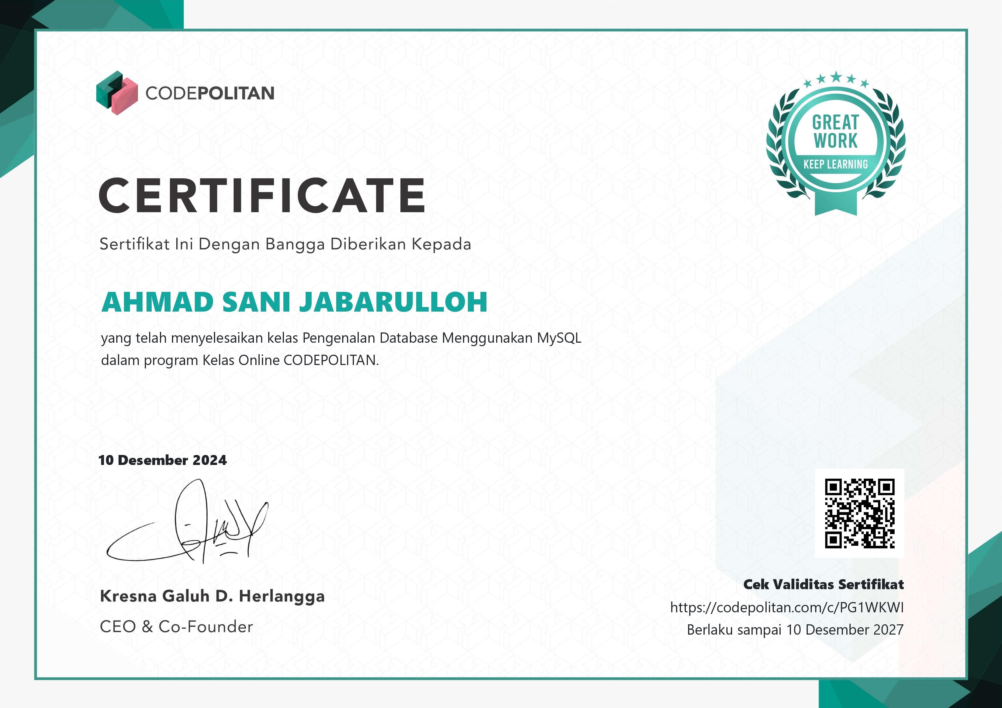 Certificates